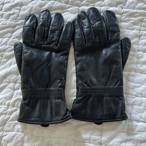 Women’s Genuine Leather Black Gloves sz M/L Minimalist Preppy Old Money‎